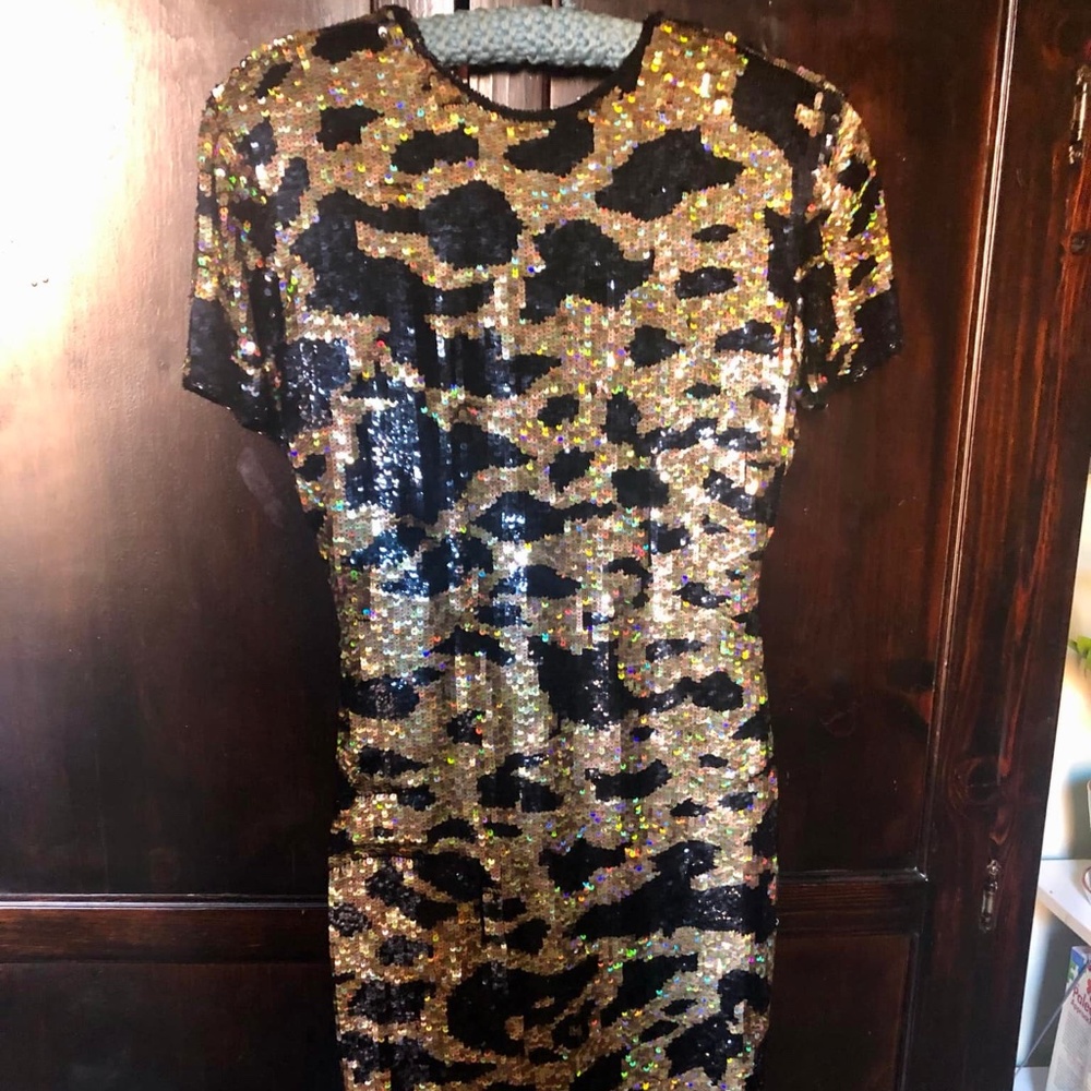 80's Vintage Sequin Leopard Print Cocktail Dress!
